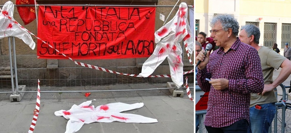 Foto Gilberto Cavalli La protesta dopo l’ennesimo incidente mortale sul lavoro: “Si spende sempre meno per i dispositivi di protezione